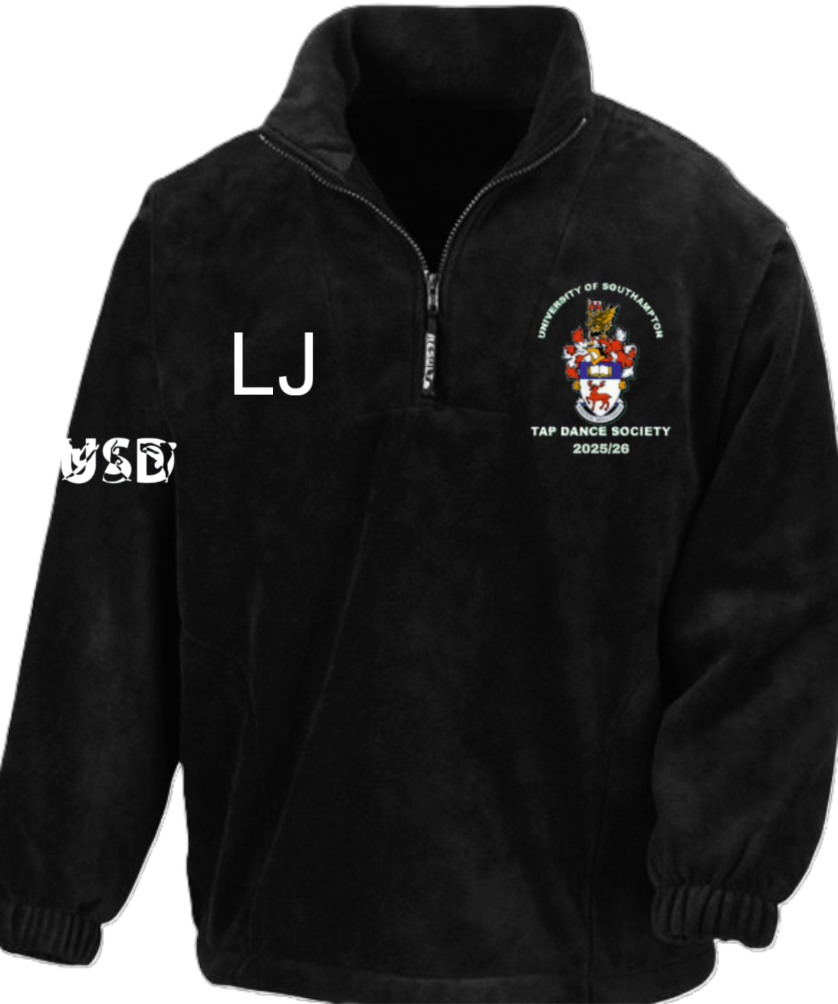 Black 1/4 Zip Fleece (initials included)